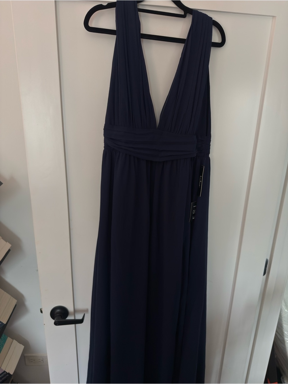 Classic Navy Kids One-Piece with Deep V Neck and Gathered Waist